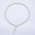 16K Gold Filled 4mm Clear Teardrop CZ Tennis Chain 22.2 Inch Lariat Necklace | WA-04049