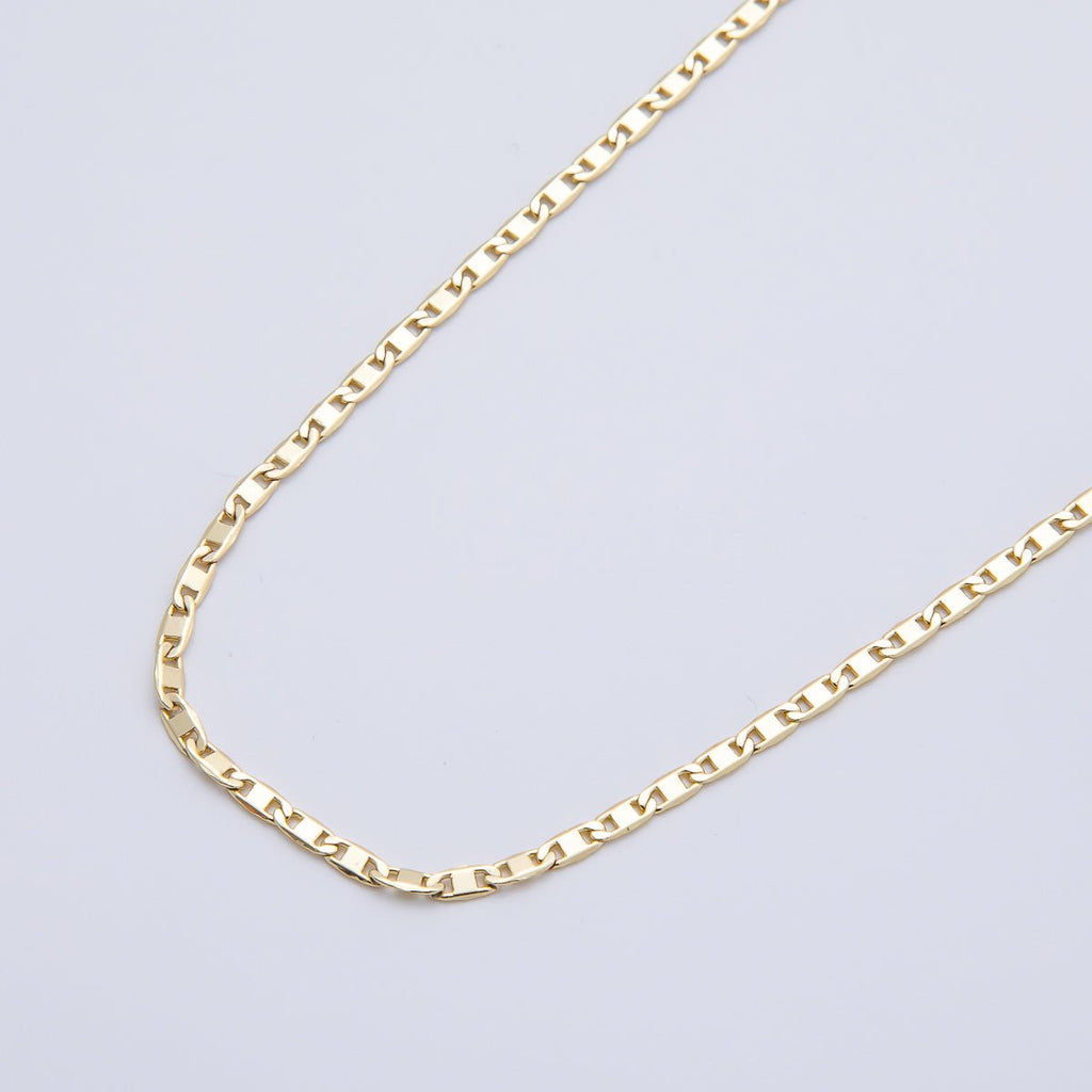 16K Gold Filled 4mm Minimalist Anchor Mariner Chain 18 Inch Necklace | WA-04385