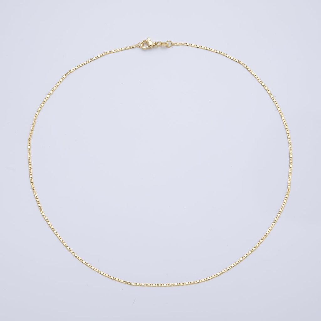 16K Gold Filled 4mm Minimalist Anchor Mariner Chain 18 Inch Necklace | WA-04385