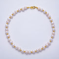 16K Gold Filled 4mm Ribbed Round Freshwater Pearl Bead 17 Inch Necklace | WA-04301