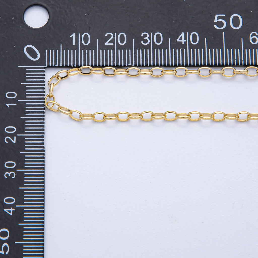 16K Gold Filled 4mm x 3mm Oval Paperclip Unfinished Chain by Yard | Roll-1786
