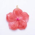 16K Gold Filled 50mm Carnelian, Aventurine, Tiger Eye, Turquoise, Rose Quartz Gemstone Flower Charm | Charms-01548 ~ Charms-01552