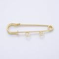 16K Gold Filled 50mm Double Loop Minimalist Safety Pin Brooch Bag Charm Findings | Findings-00171