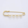 16K Gold Filled 50mm Four Loop Minimalist Safety Pin Brooch Bag Charm Findings | Findings-00172