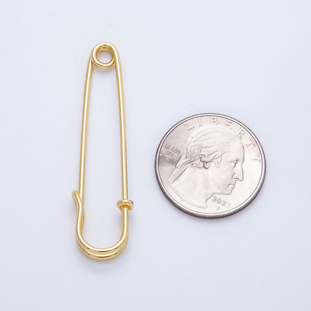 16K Gold Filled 50mm Minimalist Safety Pin Findings | Findings-00067