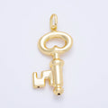16K Gold Filled 55mm Minimalist Key Lock Pendant | Charms-01198