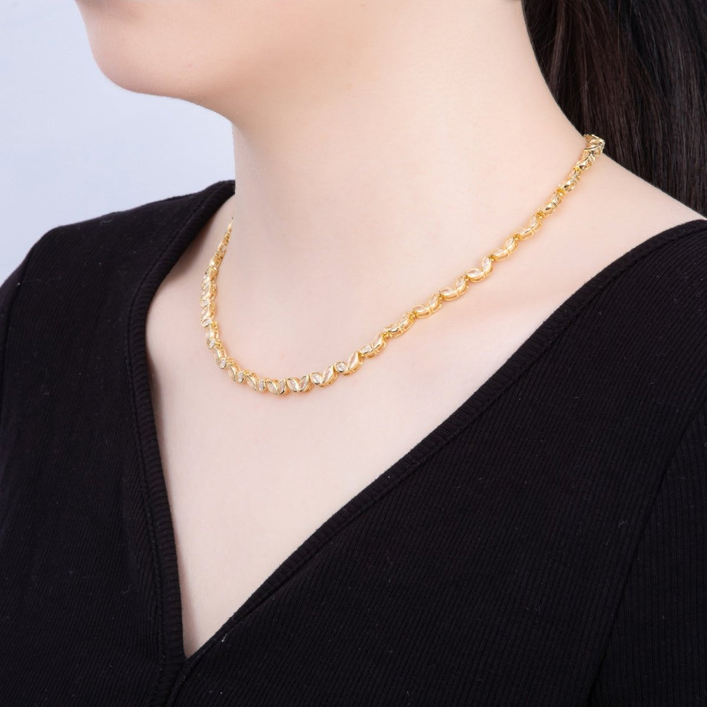 16K Gold Filled 5mm Clear Marquise CZ Tennis Chain 17 Inch Adjustable Necklace | WA-04245