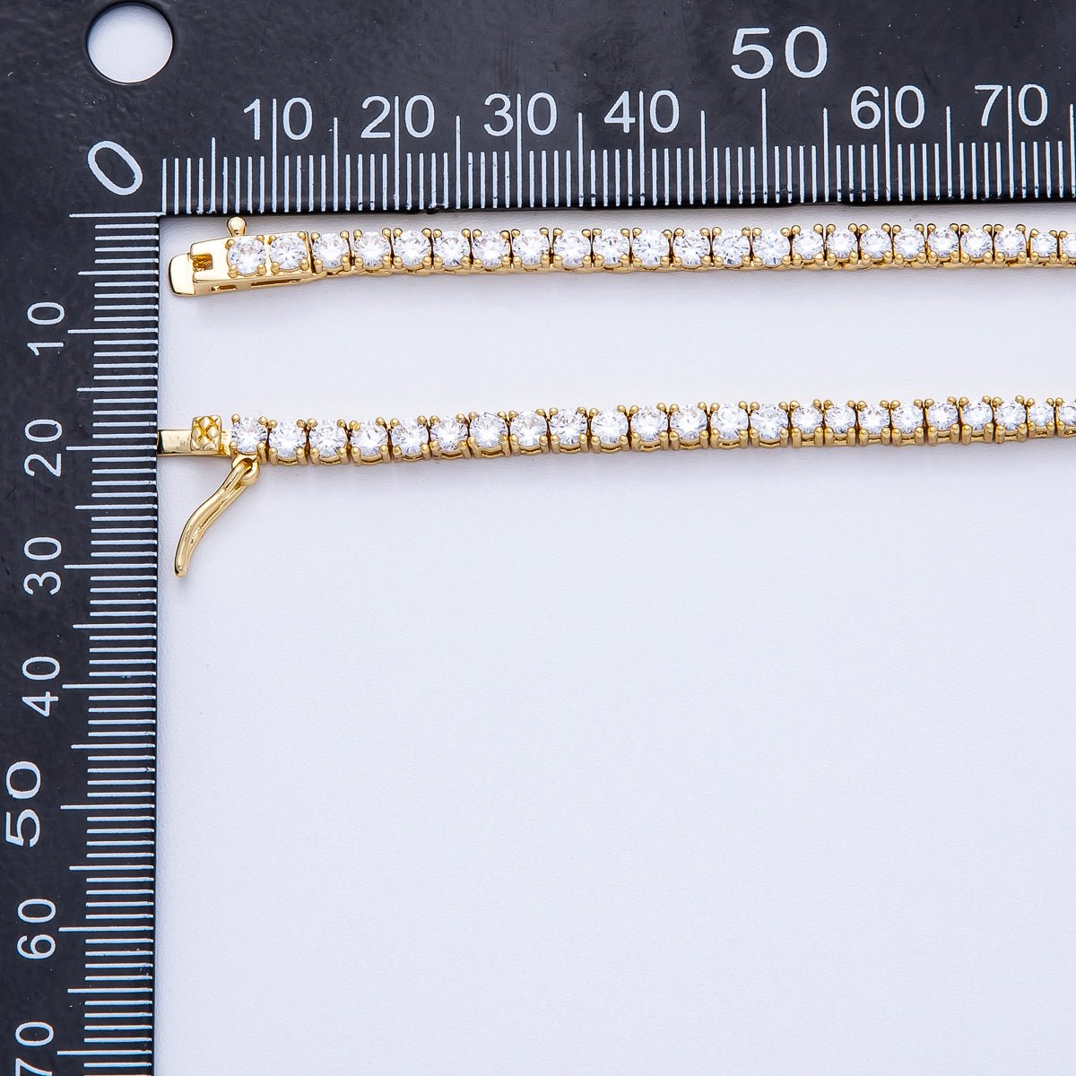 16K Gold Filled 5mm Clear Round CZ Graduated Tennis Chain 16.5 Inch Necklace | WA-04249