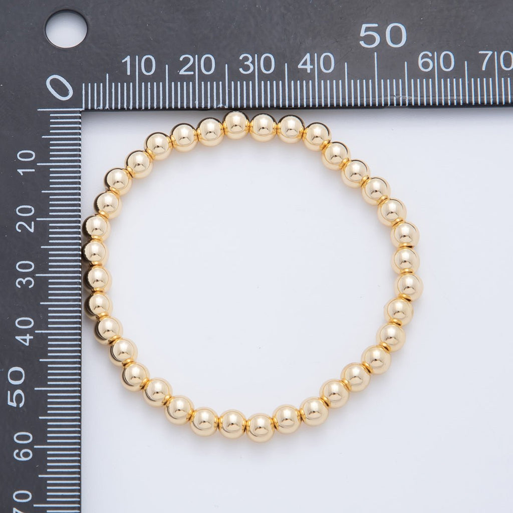 16K Gold Filled 5mm Minimalist Round Ball Stretch Bracelet | WA-04150