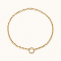 16K Gold Filled 5mm Push Gate Charm Connector Holder Ring Cable Chain 18 Inch Necklace | WA-00557