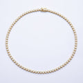16K Gold Filled 5mm White Opal Round Bezel Tennis Chain 17 Inch Necklace | WA-04211