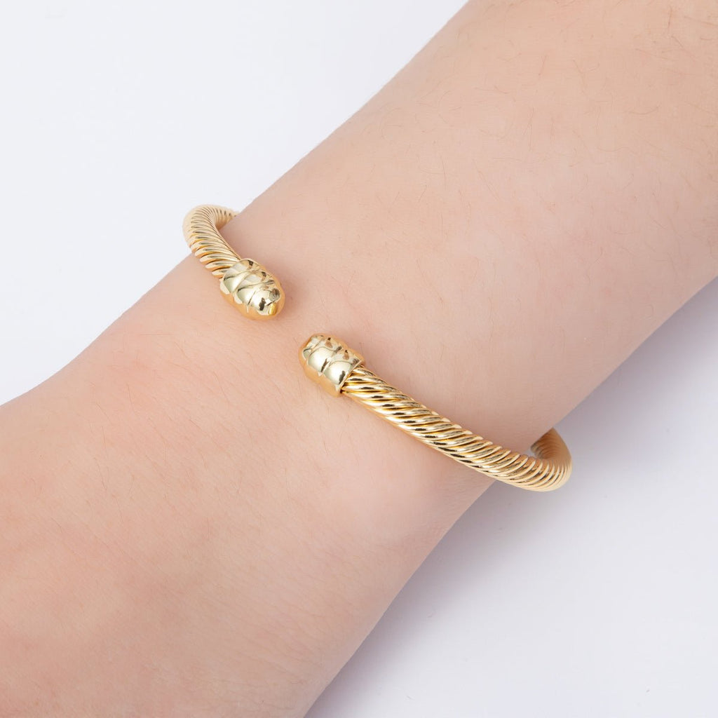16K Gold Filled 65mm Twisted Croissant Cuff Bracelet | WA-04157