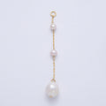 16K Gold Filled 65mm White Triple Ringed Button Shell Pearl Paperclip Chain Drop Charm | Charms-00334