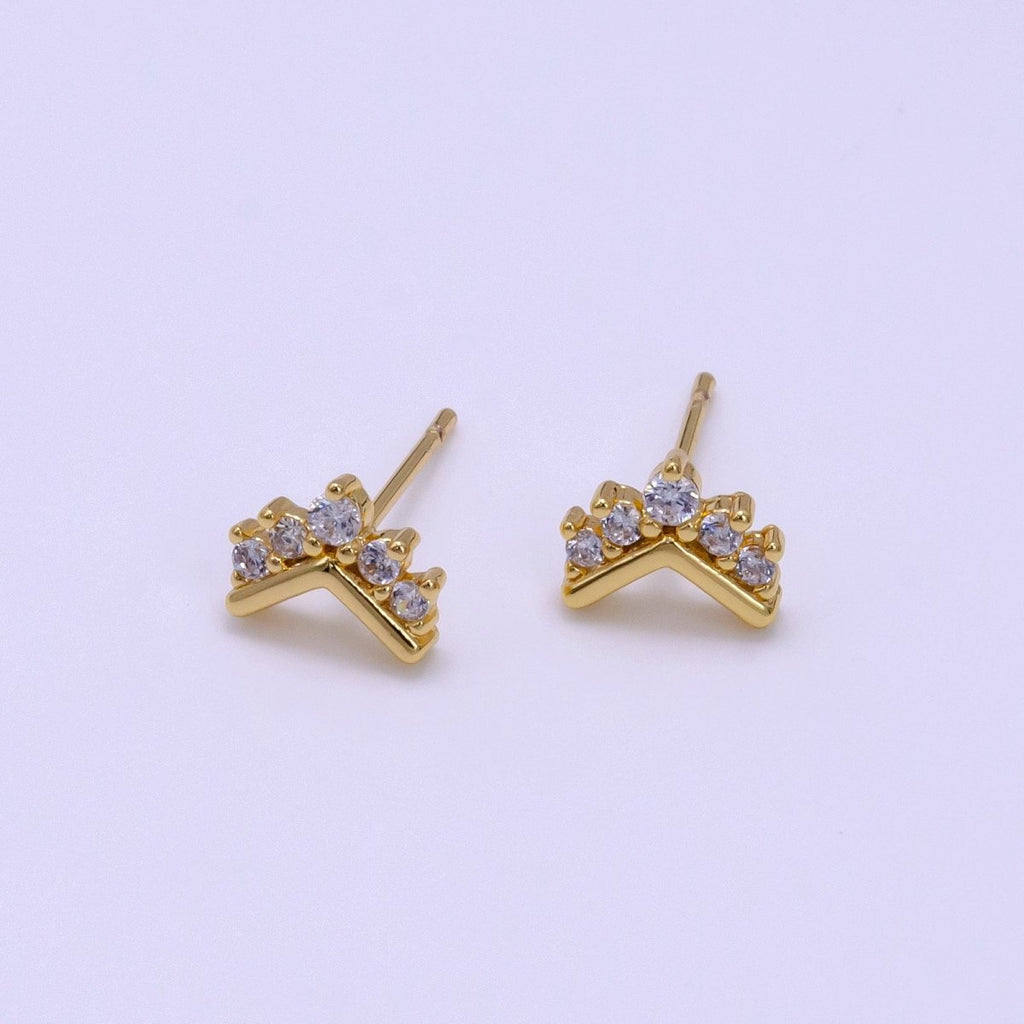 16K Gold Filled 6mm Clear CZ Geometric Arrow Stud Earrings | Clearance