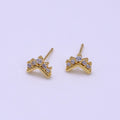 16K Gold Filled 6mm Clear CZ Geometric Arrow Stud Earrings | Clearance
