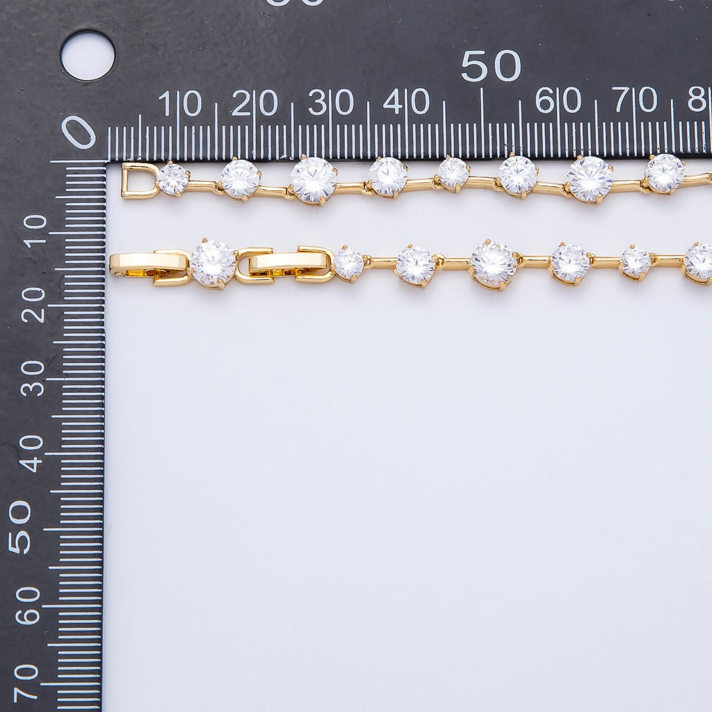 16K Gold Filled 6mm Graduated Tennis Chain 17 Inch Choker Necklace | WA-04408