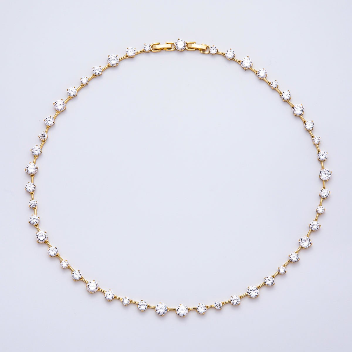 16K Gold Filled 6mm Graduated Tennis Chain 17 Inch Choker Necklace | WA-04408