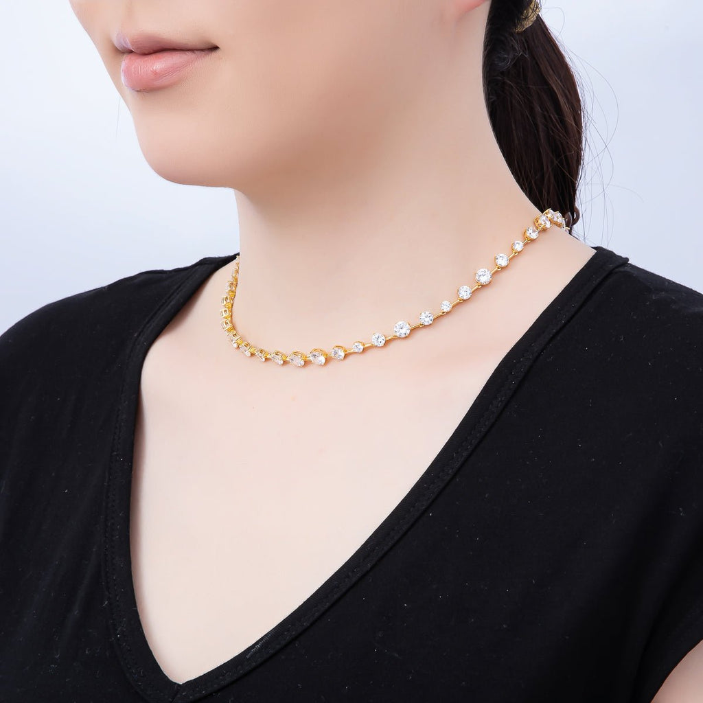 16K Gold Filled 6mm Graduated Tennis Chain 17 Inch Choker Necklace | WA-04408