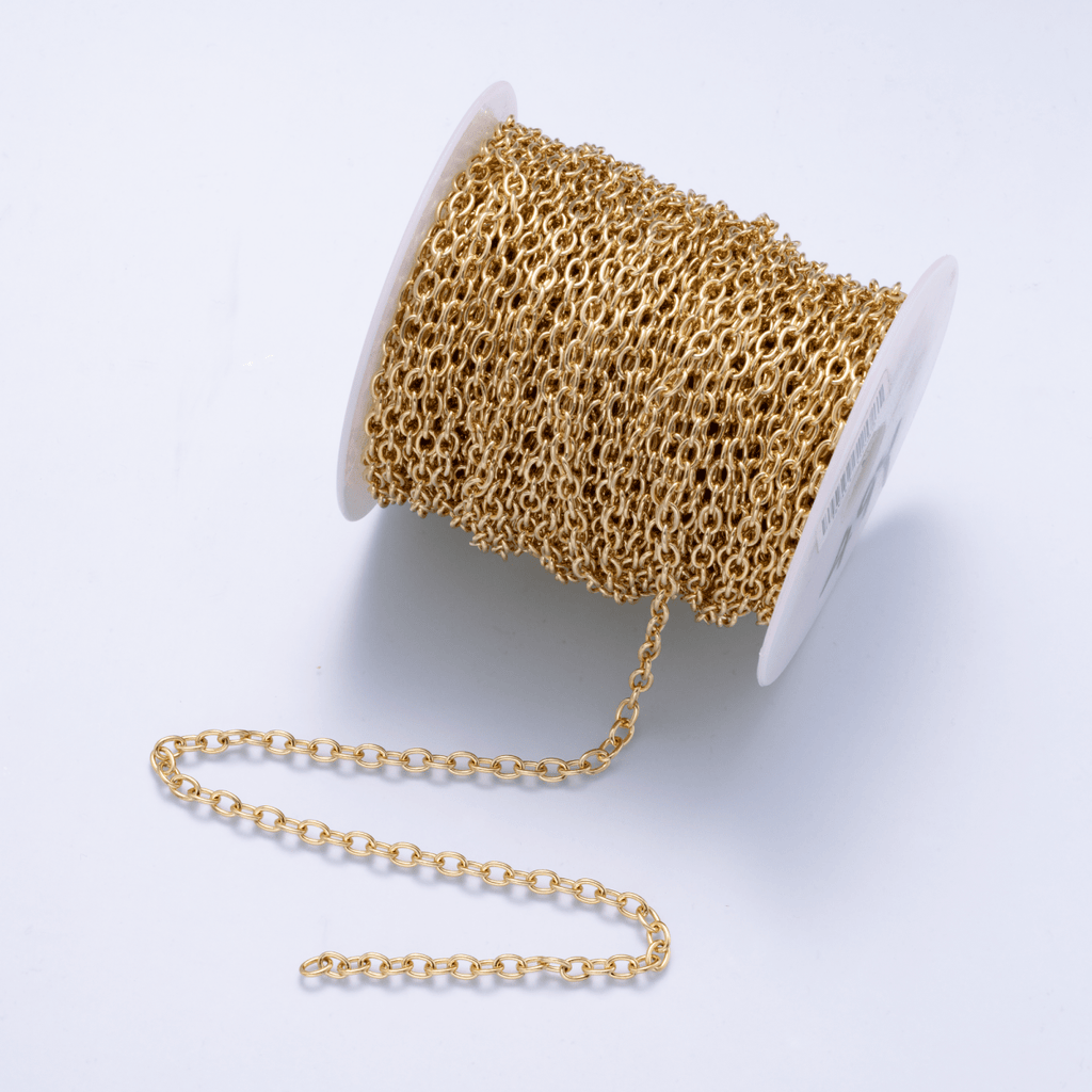 16K Gold Filled 6mm Minimalist Cable Chain Unfinished Chain by Yard | Roll-01881