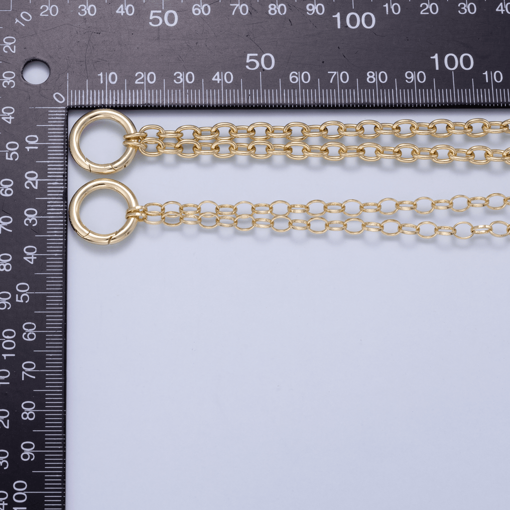 16K Gold Filled 5mm Push Gate Charm Connector Holder Ring Cable Chain 18 Inch Necklace | WA-00557