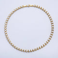 16K Gold Filled 7.4mm Clear CZ Sideways Heart Bezel Tennis Chain 17 Inch Necklace | WA-04239