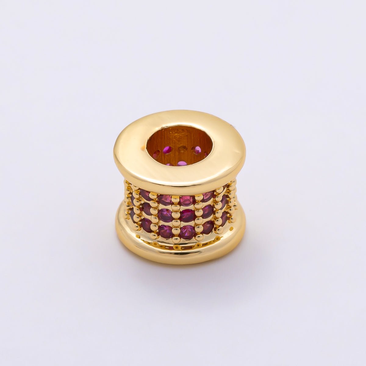 16K Gold Filled 7.5mm Birthstone Micro Paved CZ Wide Spacer Beads | Beads-00351 ~ Beads-00362