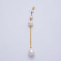 16K Gold Filled 75mm White Button Shell Pearl Cable Chain Drop Charm | Charms-00335