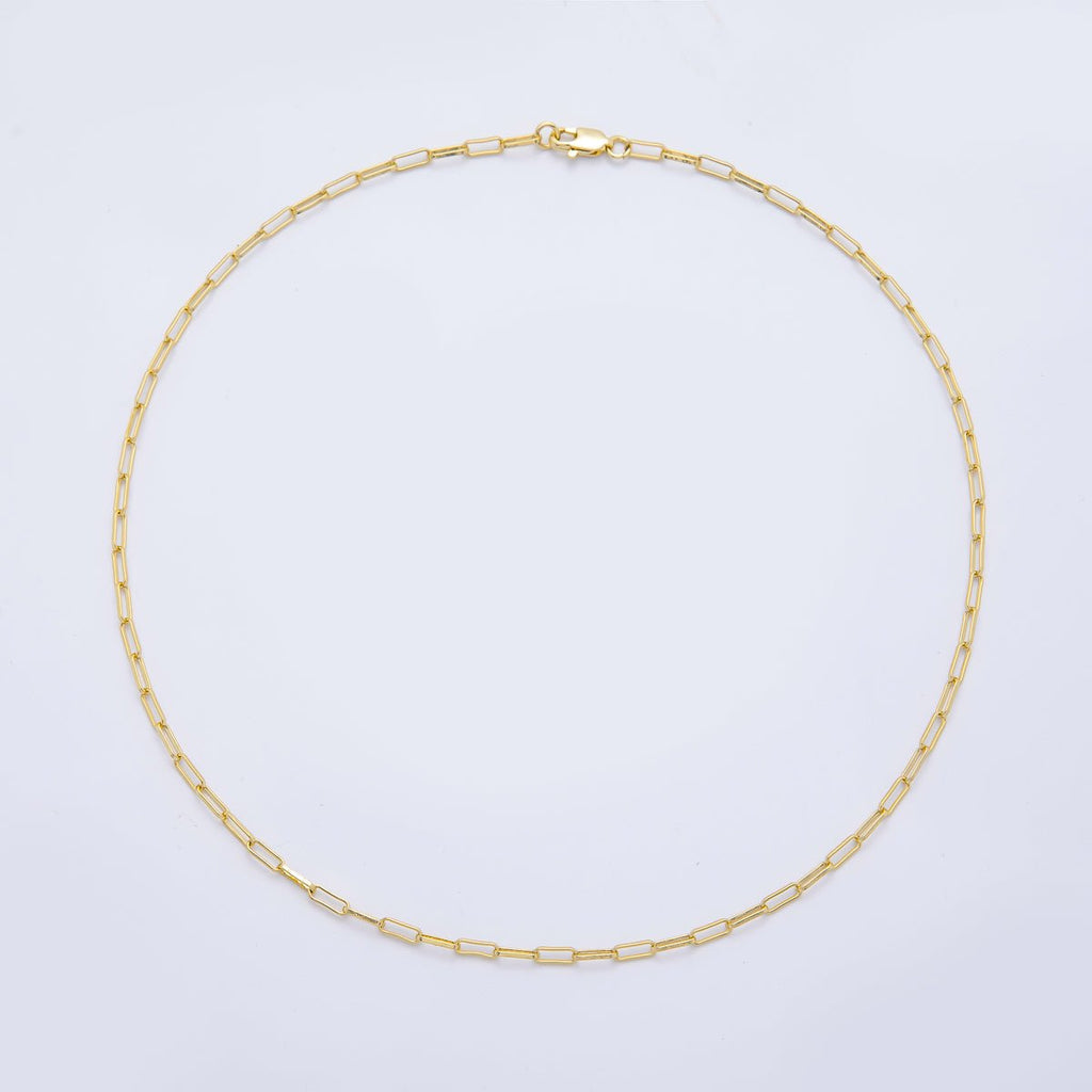 16K Gold Filled 7.5mm x 3.2mm Minimalist Paperclip Chain 20 Inch Necklace | WA-4082