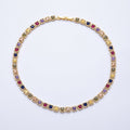 16K Gold Filled 7mm Multicolor Square Micro Paved CZ Tennis Chain 16 Inch Choker Necklace | WA-04210