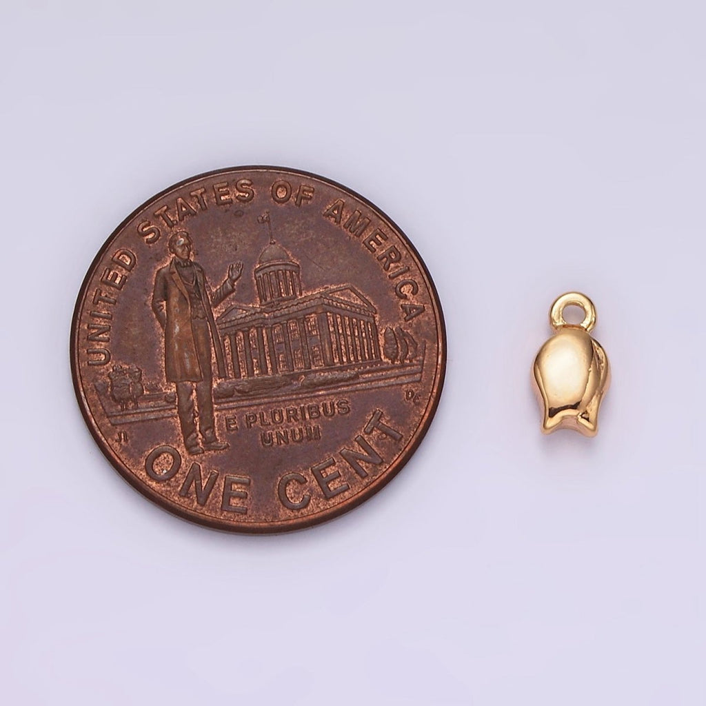 16K Gold Filled 7mm Rose Flower Minimalist Puffed Mini Add-On Charm | AG604