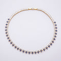 16K Gold Filled 8mm Blue Clear Oval Heart Tennis Chain 17 Inch Adjustable Necklace | WA-04547