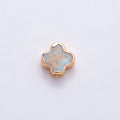16K Gold Filled 8mm Light Blue Turquoise Gemstone Foil Clover Spacer Bead | Beads-00326
