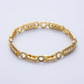 16K Gold Filled 8mm Micro Paved CZ Round Paperclip Chain 7 Inch Bracelet | WA-04045