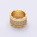 16K Gold Filled 16mm Micro Paved CZ Lined Molten Wavy Rondelle Bead | Beads-00533