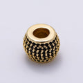 16K Gold Filled 11.5mm Black, Blue, Turquoise Micro Paved CZ Wide Large Hole Rondelle Bead in Gold & Silver | Beads-00521 ~ Beads-00526