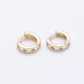 16K Gold Filled 9mm Clear CZ Dotted Cartilage Huggie Earrings | Earrings-00443