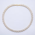 16K Gold Filled 9mm Clear CZ Gradient Baguette Tennis Chain 16 Inch Adjustable Necklace | WA-04238