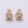 16K Gold Filled 9mm Clear CZ Round Bezel Stud Earrings in Gold & Silver | Earrings-00425 Earrings-00426