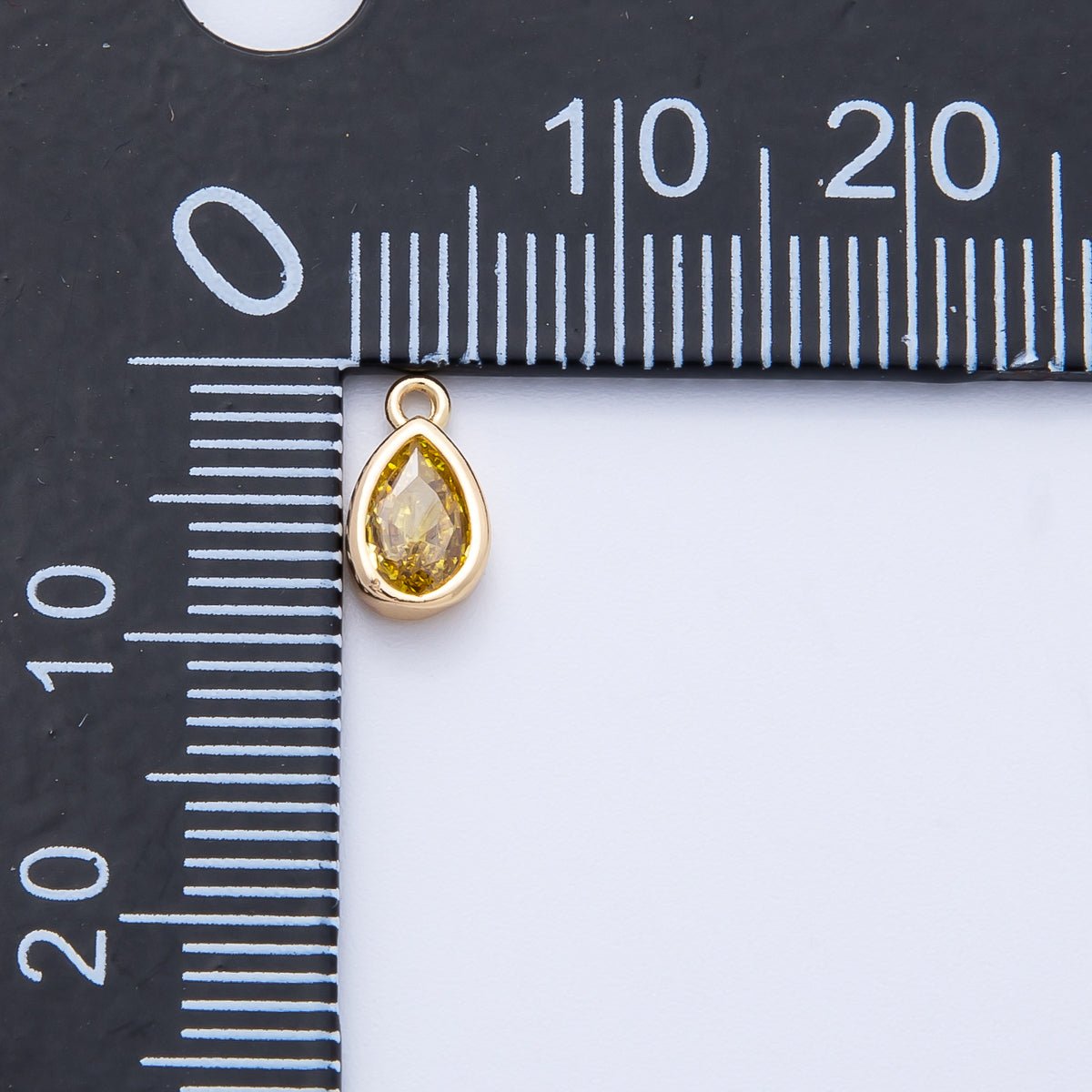 16K Gold Filled 9mm CZ Birthstone Teardrop Bezel Mini Charm | Charms-00359 ~ 00363