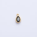16K Gold Filled 9mm CZ Birthstone Teardrop Bezel Mini Charm | Charms-00359 ~ 00363