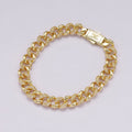 16K Gold Filled 9mm Micro Paved CZ Curb Chain 7 Inch Bracelet | WA-04331