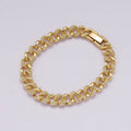 16K Gold Filled 9mm Micro Paved CZ Curb Chain 7 Inch Bracelet | WA-04332