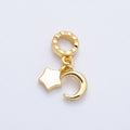 16K Gold Filled 9mm Celestial Moon Star Rondelle Drop Pendant in Gold & Silver | Charms-00718 Charms-00719