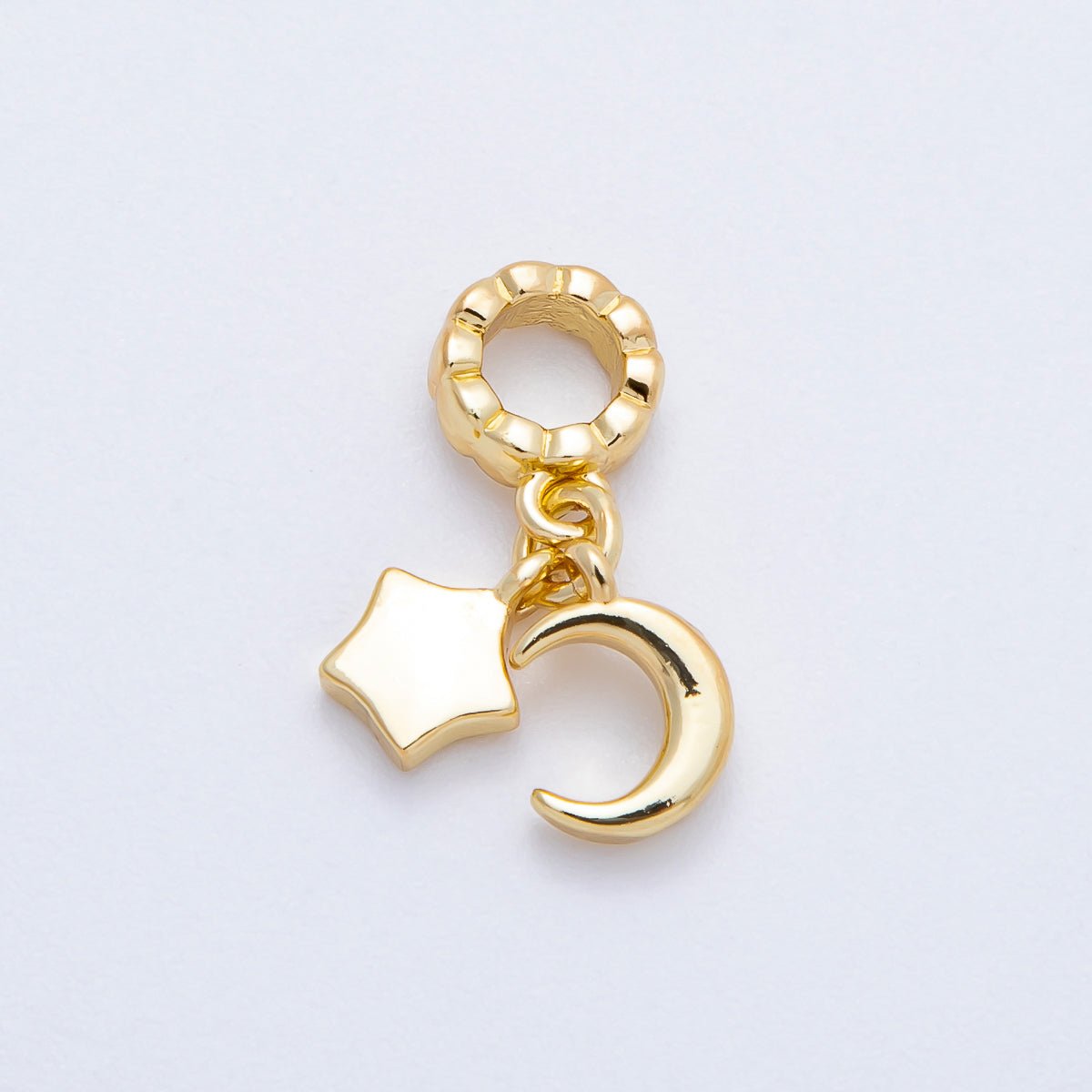 16K Gold Filled 9mm Celestial Moon Star Rondelle Drop Pendant in Gold & Silver | Charms-00718 Charms-00719