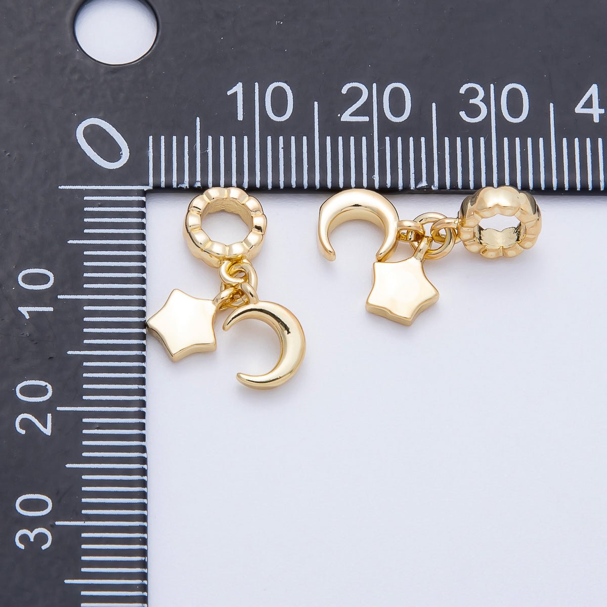 16K Gold Filled 9mm Celestial Moon Star Rondelle Drop Pendant in Gold & Silver | Charms-00718 Charms-00719