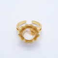16K Gold Filled Citrine, Carnelian, Amethyst Cabochon Gemstone Flower Ring | RINGS-00088 ~ RINGS-00090