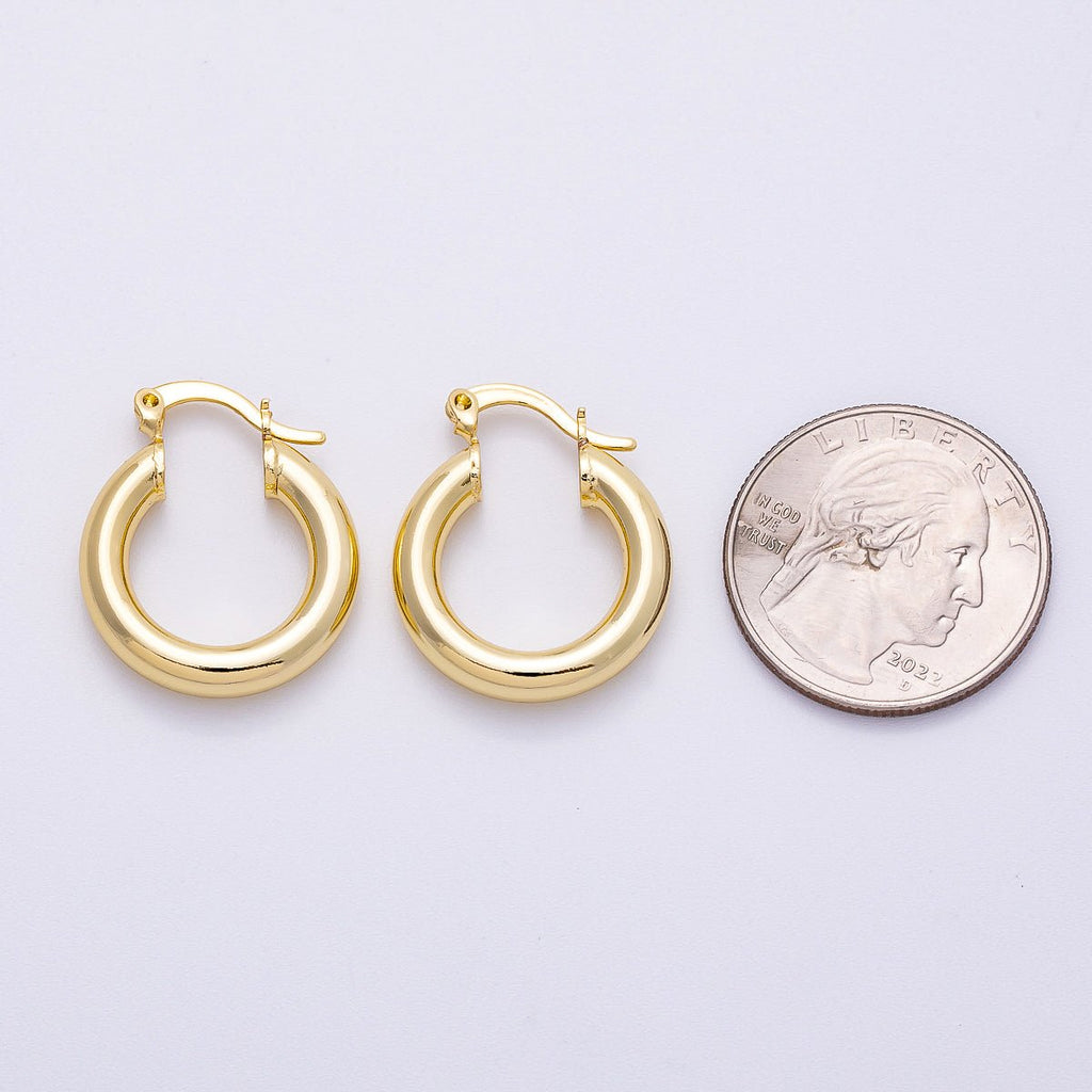 16K Gold Filled 25mm Classic Minimalist Chubby Latch Hoop Earrings | Earrings-00298