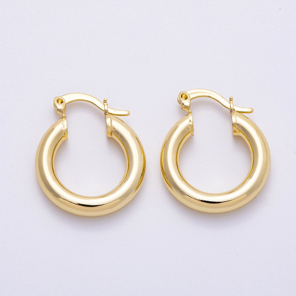 16K Gold Filled 25mm Classic Minimalist Chubby Latch Hoop Earrings | Earrings-00298