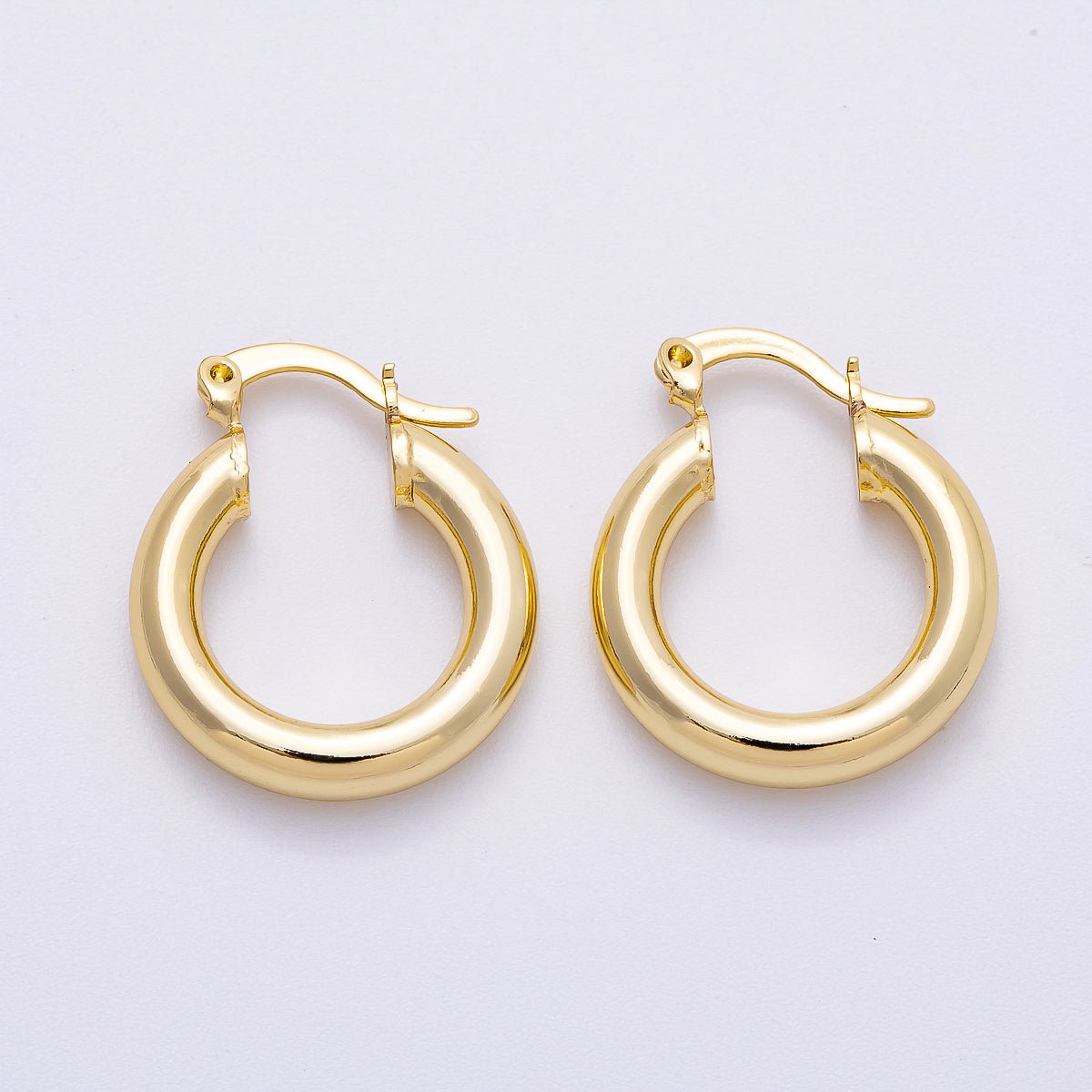 16K Gold Filled 25mm Classic Minimalist Chubby Latch Hoop Earrings | Earrings-00298