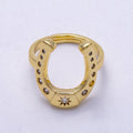 16K Gold Filled Clear CZ Dotted Celestial Sun Horse Shoe Adjustable Ring | Rings-00073